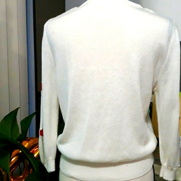Cream/Red Heart Sweater M - Picture 5 of 7